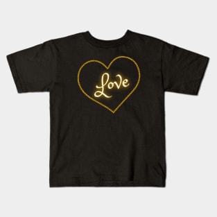 Golden Bling Love Kids T-Shirt